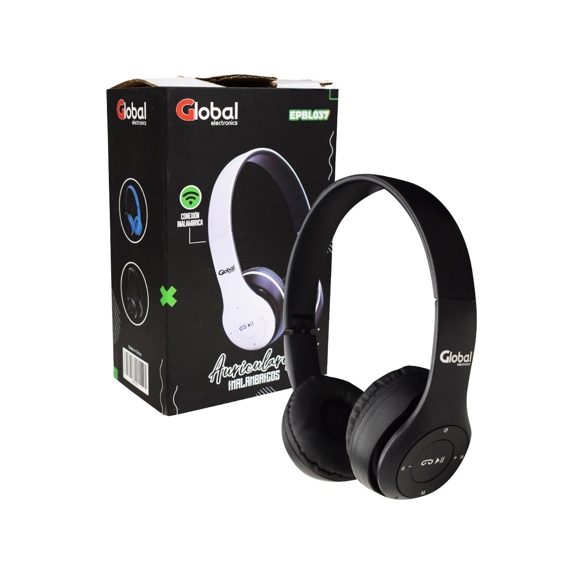 Auricular Bluetooth Inalambrico Stereo Color Negro - Global