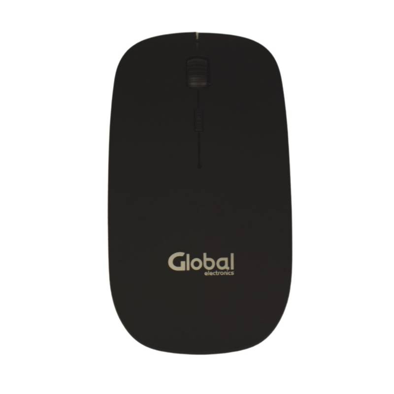 Mouse Optico Con Rueda Scroll Slim Inalámbrico 4d 1600dpi Color Negro Rubber Finish En Caja- Global Electronics (caja X 200)