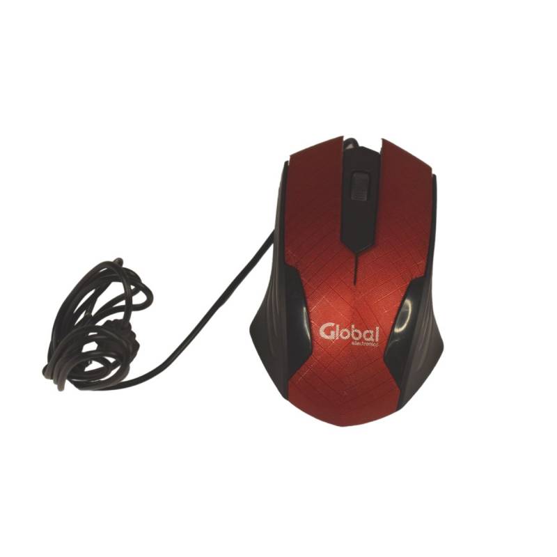 Mouse Optico Con Rueda Scroll Con Cable Usb Color Negro/rojo En Blister - Global Electronics (caja X 100)
