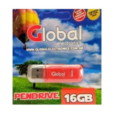 Pendrive Usb 16 Gb 2.0 Color Rojo Con Capuchón - Global Electronics (caja X 1000)