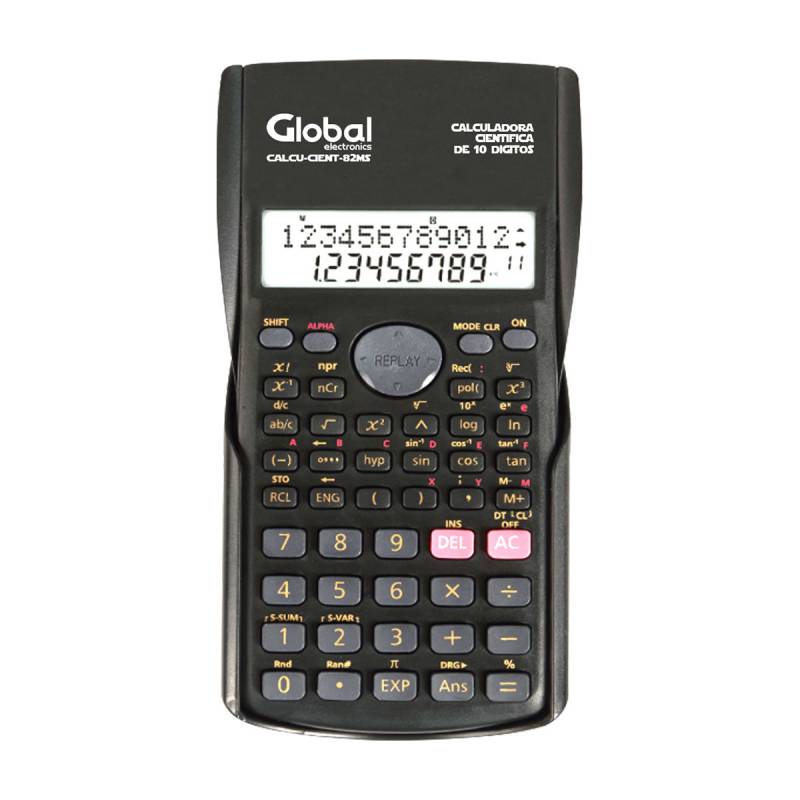 Calculadora Cientfica De 10 Dgitos 240 Funciones Y Display De 2 Lneas - Plstica 82ms-5 Negra Tamao 158x84x23mm (no Incluye 1 Pila Aa) - Global Electronics
