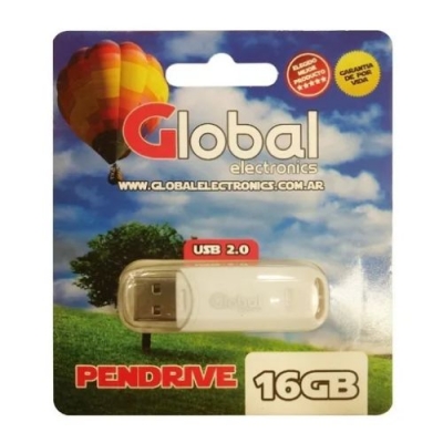 Pendrive Usb 16 Gb 2.0 Color Blanco Con Capuchón - Global Electronics (caja X 500)