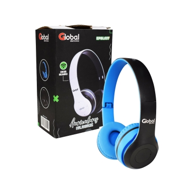 Auricular Bluetooth Inalambrico Stereo Color Azul - Global Electronics (caja X 100)