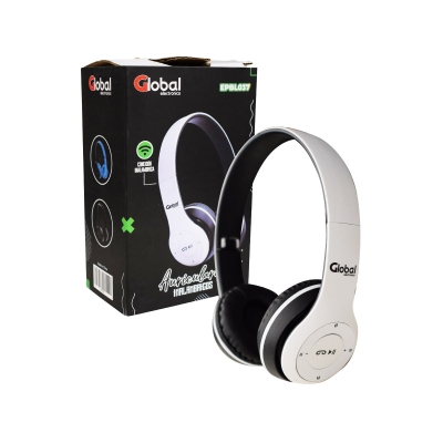 Auricular Bluetooth Inalambrico Stereo Color Blanco - Global Electronics (caja X 100)