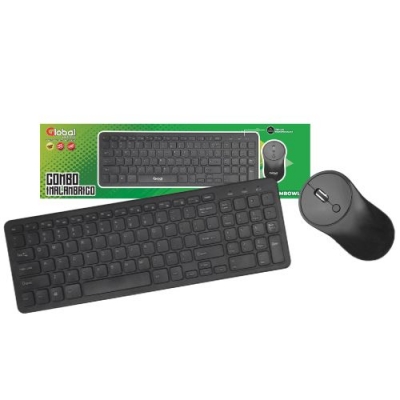Teclado Y Mouse Combo Inalámbrico 2.4ghz A Pilas Color Negro - Teclas Redondas (teclado 1 Pila Aa - Mouse 2 Pilas Aaa No Incluídas) - Global Electronics (caja X