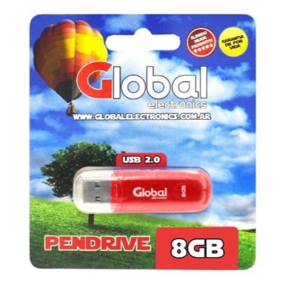 Pendrive Usb 8 Gb 2.0 Color Rojo Con Capuchn - Global Electronics (caja X 1000)
