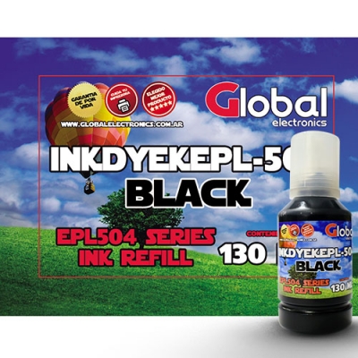 Tinta Premium Epson L Series Tipo Original T504/544 Ecotank Black Dye En Botella Dosificadora De 130 Cm3 - Global Electronics (caja X 36)