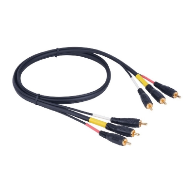 Cable De Video Y Audio Estereo 3 Rca Amarilla/roja/negra De 2 Mts De Largo Color Negro En Bolsa - Global Electronics (caja X 300)