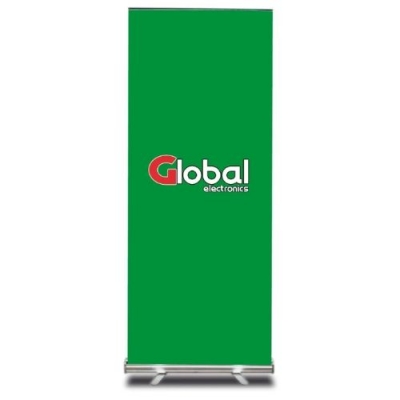 Porta Banner Roll Up De Aluminio Para Medidas De 85 X 200 Cm Snap/clip Top Rail 5 Con Cinta Adhesiva 3m - Global Electronics (caja X 10)