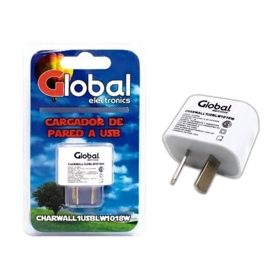 Cargador De Pared 100-240v Con 1 Usb 1a En Color Blanco En Blister - Global Electronics (caja X 400)