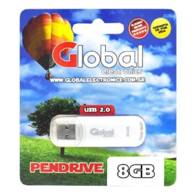 Pendrive Usb 8 Gb 2.0 Color Blanco Con Capuchn - Global Electronics (caja X 1000)