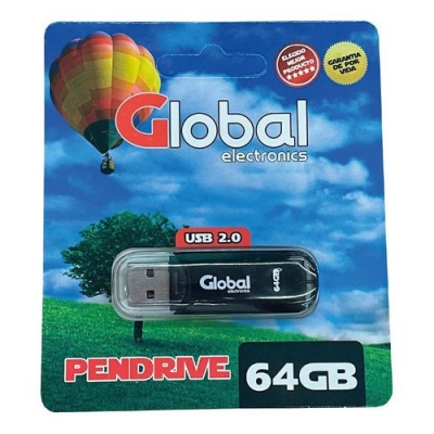Pendrive Usb 64 Gb 2.0 Color Negro Con Capuchn - Global Electronics (caja X 1000)