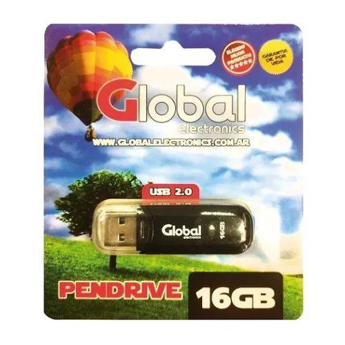 Pendrive Usb 16 Gb 2.0 Color Negro Con Capuchn - Global Electronics (caja X 500)