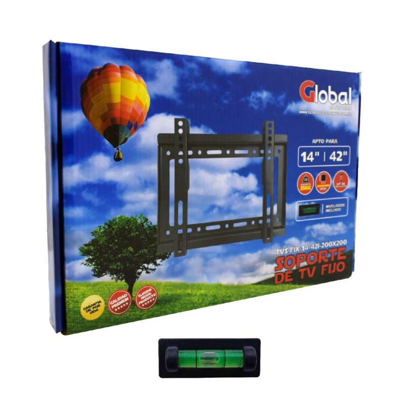 Soporte Tv Fijo De 14¿ A 42¿ Vesa 200x200 Hasta 35kg. Color Negro Kit De Instalación Y Nivelación - Global Electronics (caja X 20)