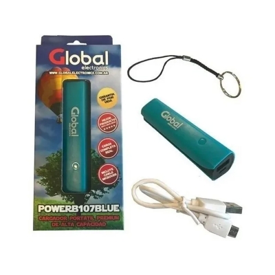 Cargador De Bateria Portátil Premium Alta Capacidad Usb 2600 Mah Color Azul - Global Electronics (caja X 100)
