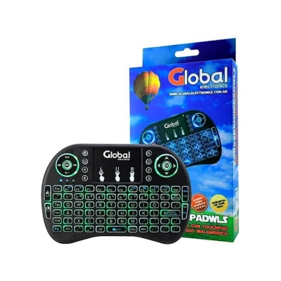 Teclado Mini Con Pad Táctil Retroiluminado Inalámbrico 2.4ghz Recargable Para Smart Tv Color Negro - Global Electronics (caja X 100)