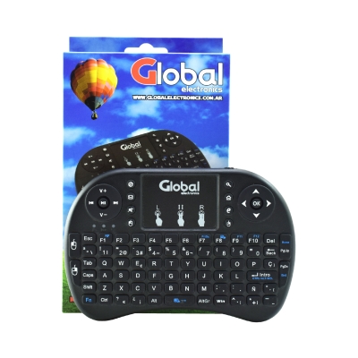Teclado Mini Con Pad Táctil Inalámbrico 2.4ghz Recargable Para Smart Tv Color Negro - Global Electronics (caja X 100)