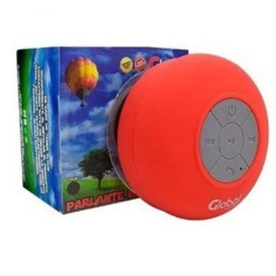 Parlante Bluetooth A Prueba De Agua (no Sumergible) Redondo Con Sopapa 3w - Batería 200ma Color Rojo - Global Electronics (caja X 100)