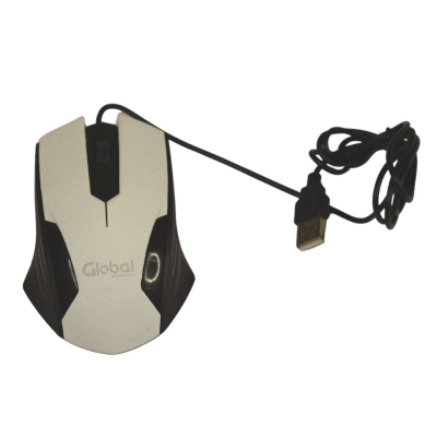 Mouse Optico Con Rueda Scroll Con Cable Usb Color Negro/blanco En Blister - Global Electronics (caja X 100)
