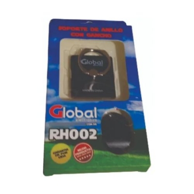 Soporte Para Dispositivos Móviles Autoadhesivo Anillo Metálico Con Gancho Para Colgar Color Negro - Global Electronics (caja X 600)